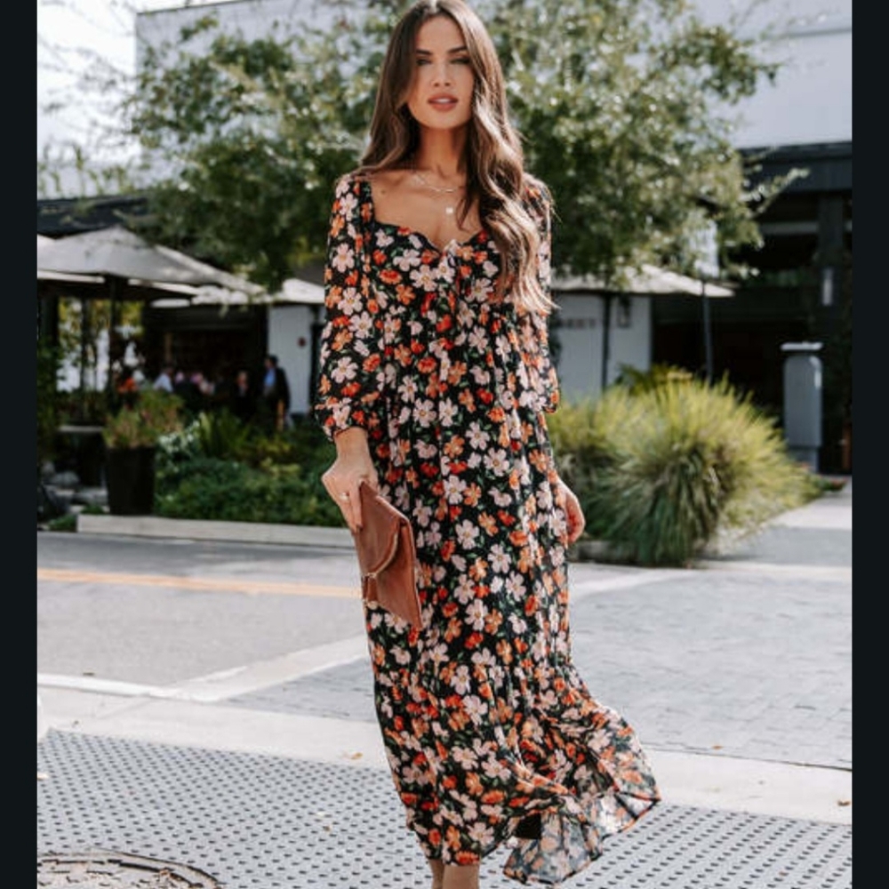 *NWT* VICI Floral Bardott Chiffon Maxi Dress